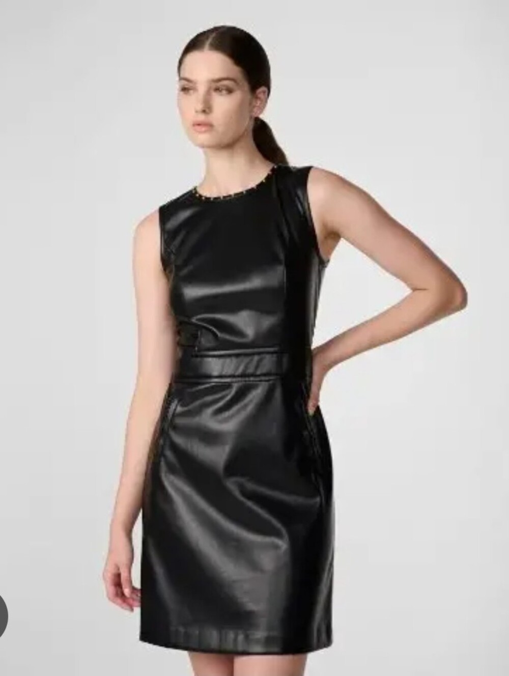 Karl Lagerfeld Paris Faux Leather Studded Mini Dress Size 2